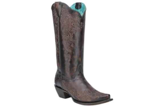 Corral Ladies Black/Honey Floral Embroidery Boots A4801