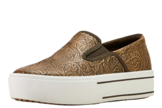 Ariat Ladies Brown Floral Skylar Slip On Shoes 10074362