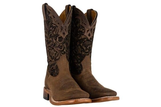 Boulet Ladies Tooled Upper Wide Square Toe Boots 1135