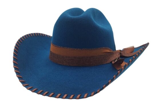 AHM Custom Royal Blue Western Hat with Stitching