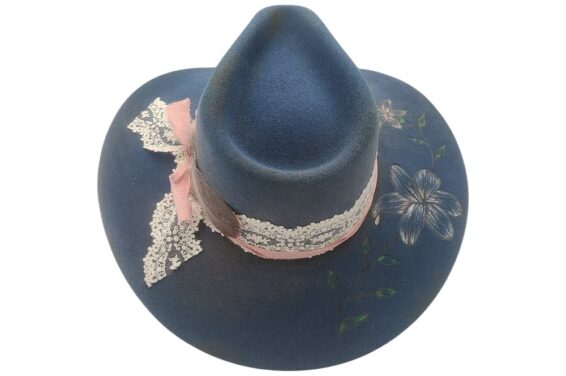 Alternative view of Custom Bailey Luclus Painted Flower Felt Hat