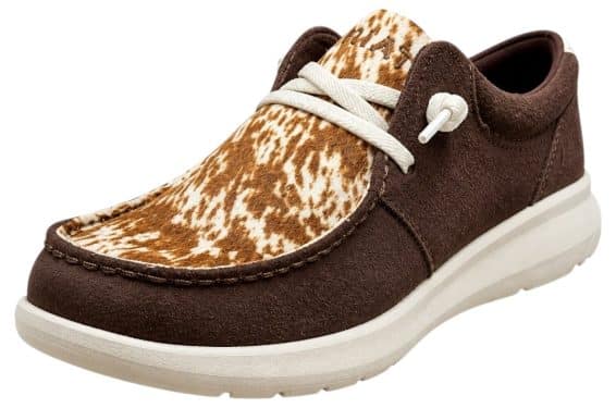 Ariat Ladies Brown Suede Speckled Hair On Hilo Shoes 10080390