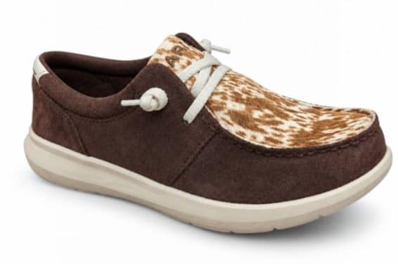 Ariat Ladies Brown Suede Speckled Hair On Hilo Shoes 10080390 - Image 3